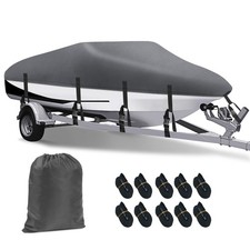 14ft-16ft Heavy Duty Boat Cover Trailerable Waterproof Fish Ski V-Hull Tri-Hull