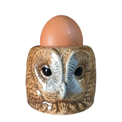 Tawny owl face egg cup - tawny,