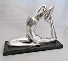 *ART DECO* Naked Lady Figurine. 9" (23cm) x 6.5" (17cm) Aluminium.