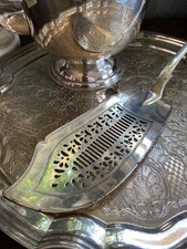 Vintage Silver-Plated Cake Fish Server – Ornate Pierced Blade, EPNS, Monogram MM