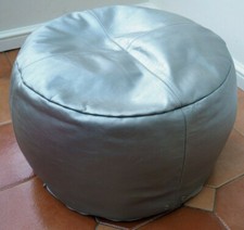 MARKS and SPENCER Silver Leather Pouffe / Footstool / Seat which cost £99