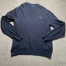 GANT Jumper Mens L V-Neck Navy