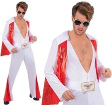 Mens 70s 1970s 70's Licensed Elvis Presley Fancy Dress Costume White by Smiffys