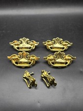 Set Of 4 Reproduction Georgian Drawer Handles Metal Brass Tone 9 Cm Long