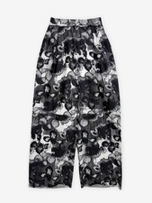 Printed silk wide leg trouser