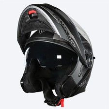 Frank Thomas DV10 Flip Front Motorcycle Helmet Matt Black Grey