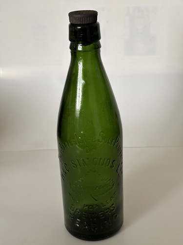 Antique green glass beer