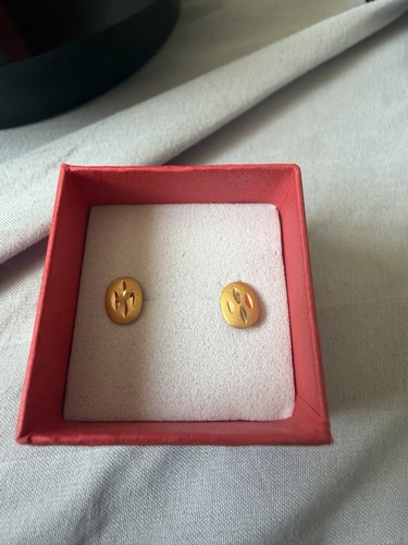 21k gold oval stud earrings - oval,