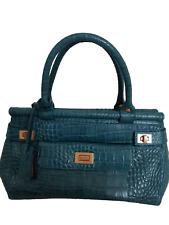 Ladies designer real leather vintage bag   turquoise, Jasper Conran