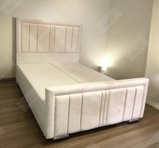 OTTOMAN DIVAN STORAGE GAS LIFT SINGLE DOUBLE KING SUPER KING VELVET LEATHER BED