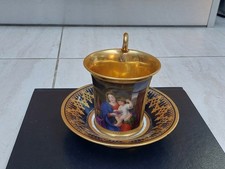 Paris (Darte Freres) porcelain Gold Ground Cup and Saucer with finely painted p