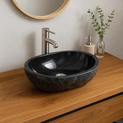 Handmade oval black marble - handmade,