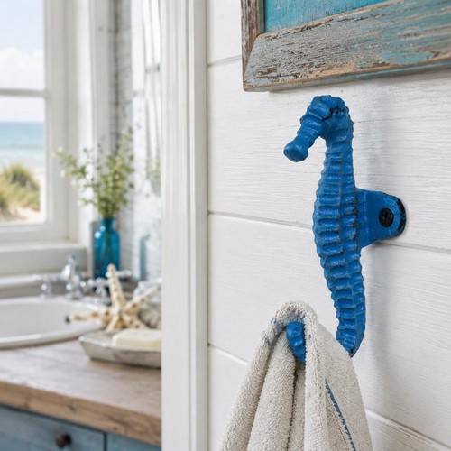 Seahorse metal coat hook - seahorse,