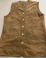 Vintage Suede Waistcoat, Women’s 14-16 (42 In Chest) Tan Austrian 