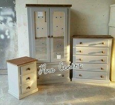 HANDMADE AYELSBURY NEXT (GREY) (DARK OAK) 3 PIECE BEDROOM FURNITURE