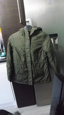 ladies zip up hooded winter jacket from m&s,size uk 8 petite ,khaki,