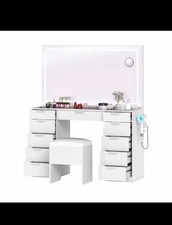 White Vanity Table LED Glass