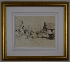 Kirklees Mill outbuildings. Original ink sketch, Brighouse Art Circle, 1950