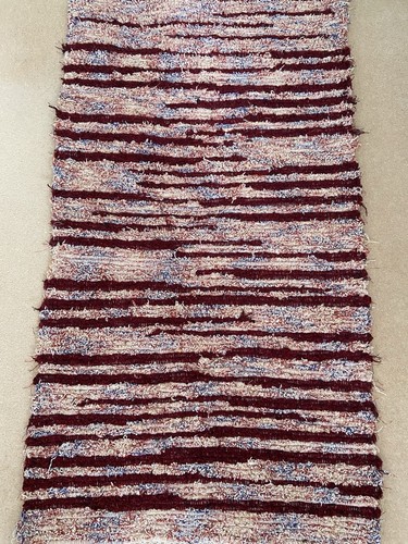Red rustic rug hand - red,