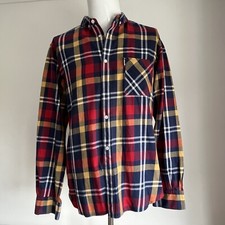 Lambretta Blue Red White Checked Long Sleeve Carnaby Street Scooter Shirt Size M