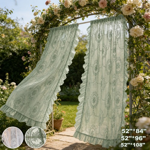Lace sheer curtain panel - lace,