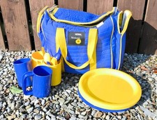 Vintage Thermos Weekend Picnic Cool Bag Cutlery Cups Plates Festival Beach 
