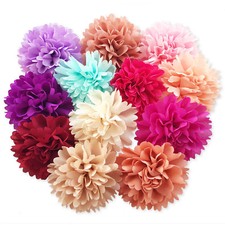 8cm Ruffled Pompom Flower Hair Clips Grips Bobbles Bridesmaid Bridal Accessories
