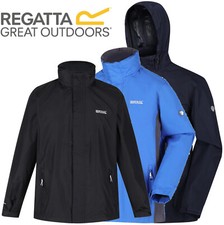 Regatta Mens Matt Windproof Waterproof Hooded Coat Full Zip Lined Rain Jacket