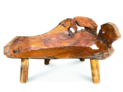 Teak root garden bench large - bench,