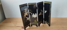 Vintage Oriental Japanese Chinese Asian 4 Panel Folding Screen - Prop/Decor 20cm