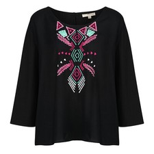 Black Embroidered Boho Top