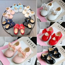 KIDS BABY INFANTS GIRLS RIBBON BOW SPANISH WEDDING PARTY PATENT TODDLER SHOES