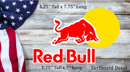 Red bull decal - bull, surfboard