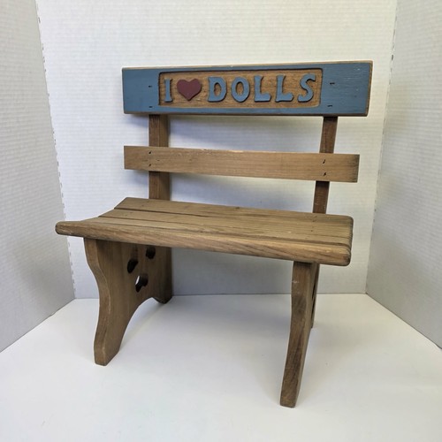 Vintage wooden doll bench - wooden, 16"
