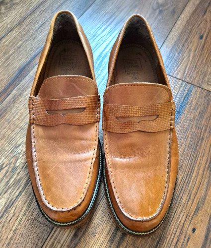 Men brown leather penny - leather,