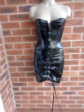 Sxxy BLACK SHINY PVC CORSET DRESS * 6-8 uk * MISTRESS * DOMINATRIX * FXTISH
