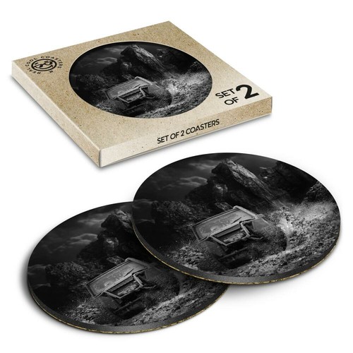 Boxed round coasters bw - boxed,