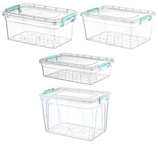 Clear Plastic Storage Box Lid Clip Locking Office Home Kitchen Food Container