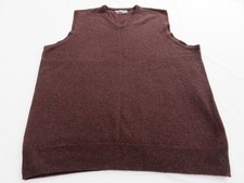 M&S MENS BROWN MARROON LAMBS WOOL SLEEVELESS TANK TOP V NECK JUMPER CHEST 46"