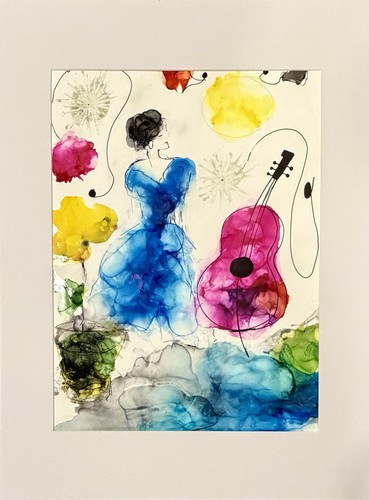 Abstract guitar woman - abstract,