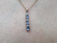 9ct Gold Necklace And Pendant Tanzanite And Diamond