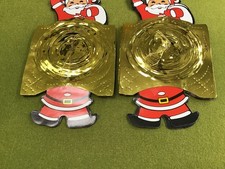 2 VINTAGE 1980s FOIL & PAPER SANTA WALL HANGING CHRISTMAS DECORATION GARLANDS
