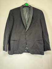 Vintage John Collier Tuxedo Blazer Jacket Mens Size 44" Black Pure New Wool