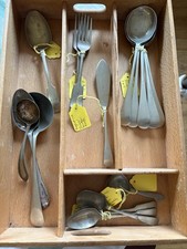 Antique Silver Nickel Cutlery Including 6 Venice Silver D & H Soup Spoons