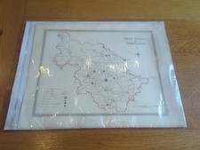 West Riding of Yorkshire antique engraved map coloured boundary 1835