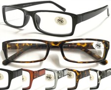 Reading Glasses 0~+4.0 Classic Plastic Flat Top Rectangle Lightweight Frame L295
