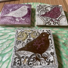 3 Handmade Ceramic Tiles With