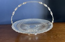 Vintage Queen Anne -  England Silver Plated Small Cake Plate Swing Handle