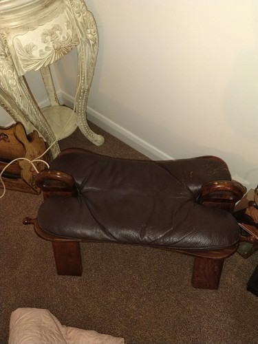 Vintage camel saddle stool - vintage,