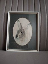 Vintage Mads Stage Artist Rare Animal Picture Framed Hare Rabbit
